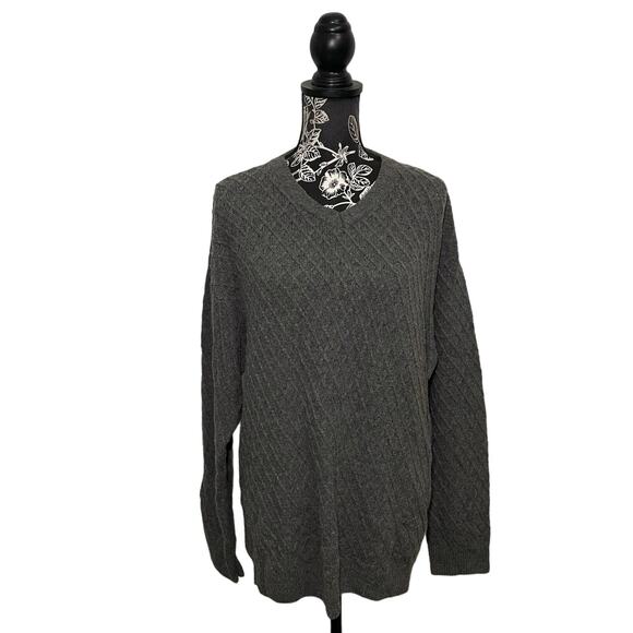 Belvedere Knitwear Gray Textured Knit Wool Blend Sweater Italy - Size Large - Picture 3 of 9